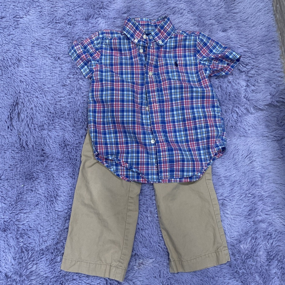 Ralph Lauren Boys  2T Dress Button Down Shirt And Khaki Pants‎ Outfit